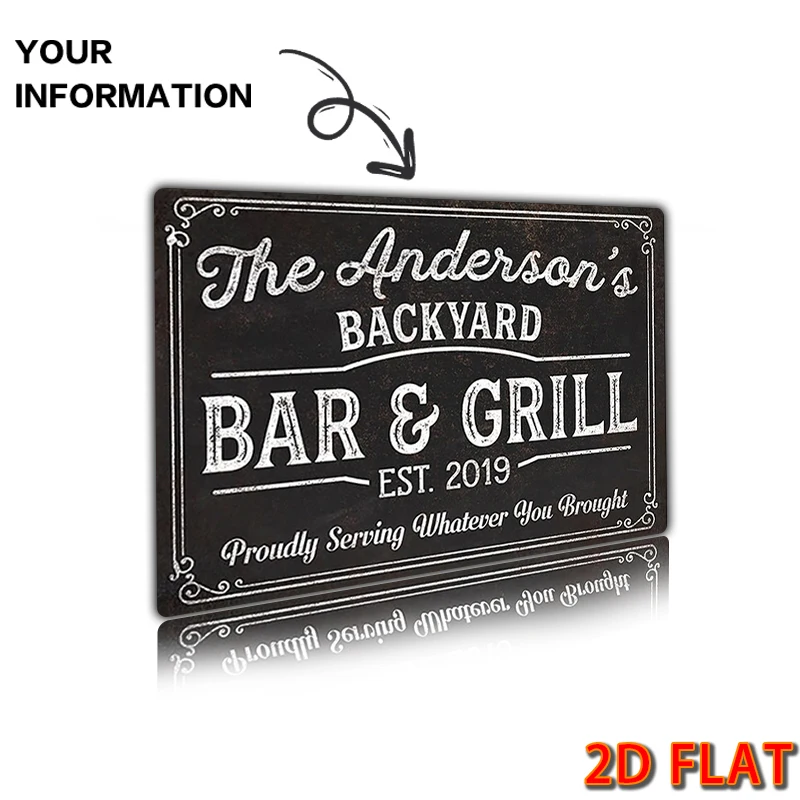 1 قطعة علامة معدنية نصية مخصصة ، علامة بار وشواية ، مثالية للرجل الكهف ، بار ، المرآب ، الحديقة ، ديكور داخلي/خارجي علامة ألومنيوم 8x12 بوصة
