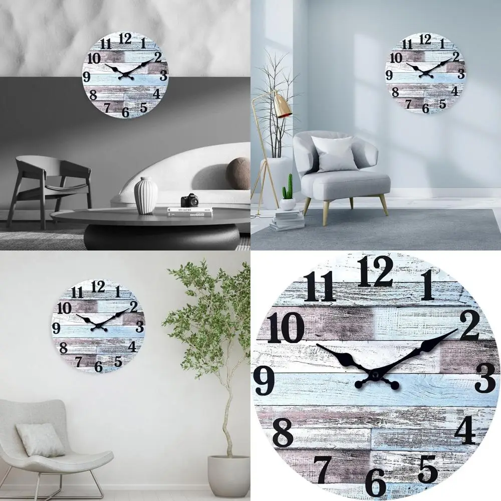 

Battery-Powered 24 Nautical Grey Rustic Round Wall Clock, Silent, MDF Material for Office Decor