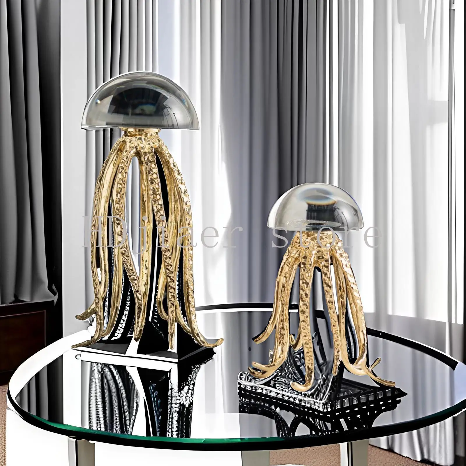 

luxury crystal jellyfish marine art theme ornament living room desktop model room sales department metal soft decoration jewelry