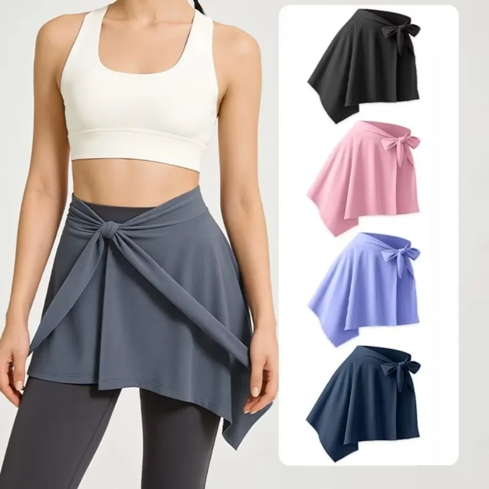 Quick-Dry Yoga Short Skirt Adjustable Straps Anti-Exposure Wrap Fitness Skirt Ice Silk Gym Workout Curtain Prevent Awkward