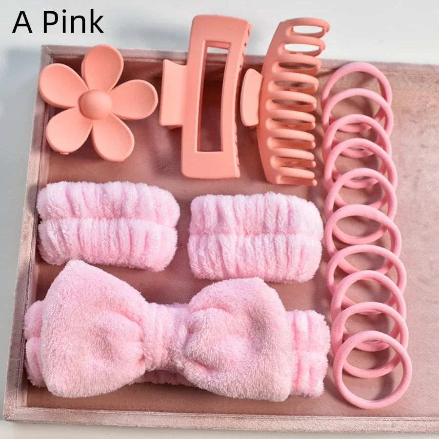 16pcs/set Women\'s multi-colored soft bow headband Hair claw combination set Holiday gift All kinds of life scenes suitable for v