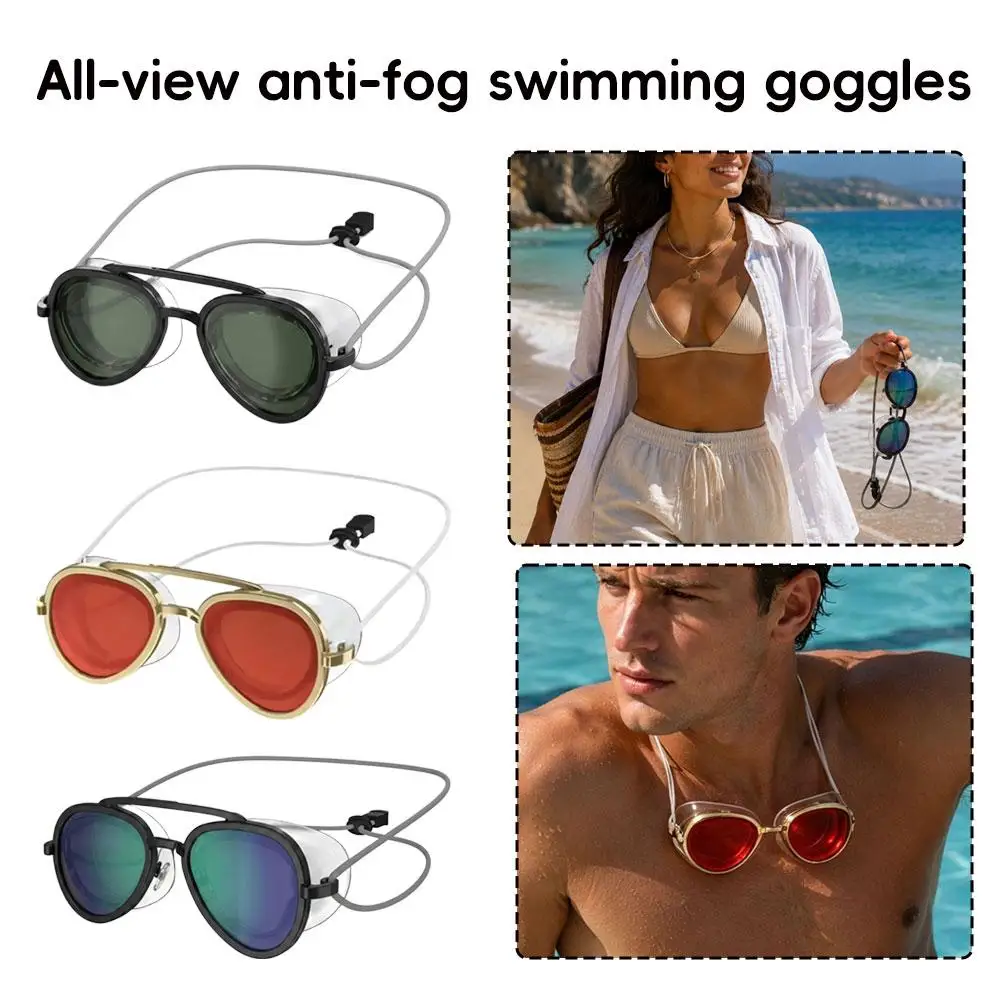 Full-View Anti-Fog Swim Goggle Soft Silicone Cushion Adjustable Elastic Strap Swimming Glasses for Adult Swimmers