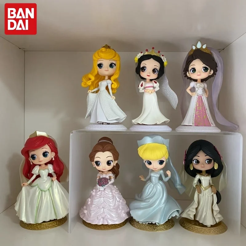 Bandai Original Qposket Disney Princess Anime Figure Snow White Aurora Alice Action Figure Toys for Boys Girls Gift Model