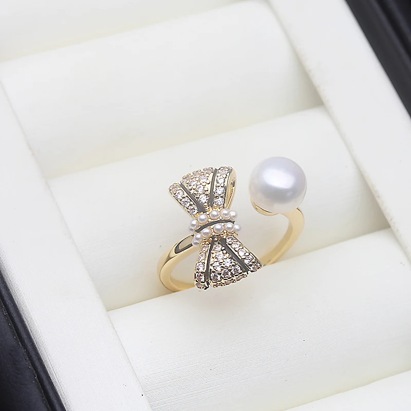 

Trend Real Freshwater Pearl Rings Jewelry Woman,Wedding Natural Pearl Ring Adjustable Wife Mother Engagement Gift White Black
