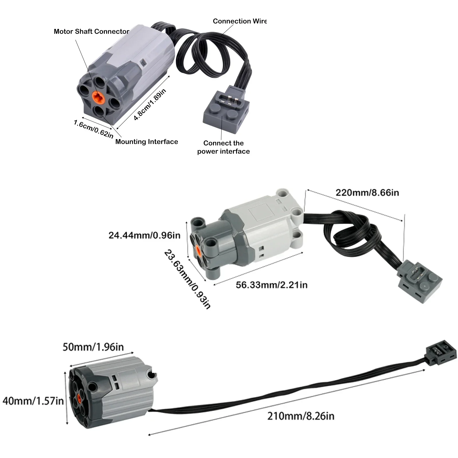 DIYmall 2PCS MOC Technology Motors - Compatible with Legoeds 8882 8883 88003