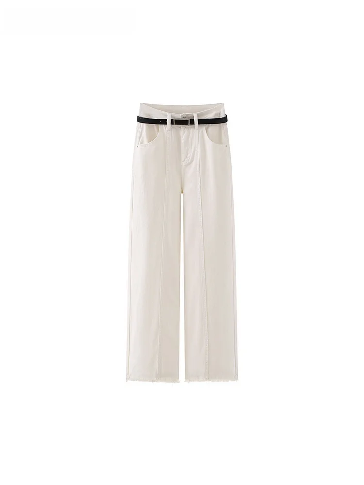 

La Chapelle Прямые джинсы с высокой талией, женские джинсовые брюки, осенний дизайн с поясом в стиле ретро, Sense