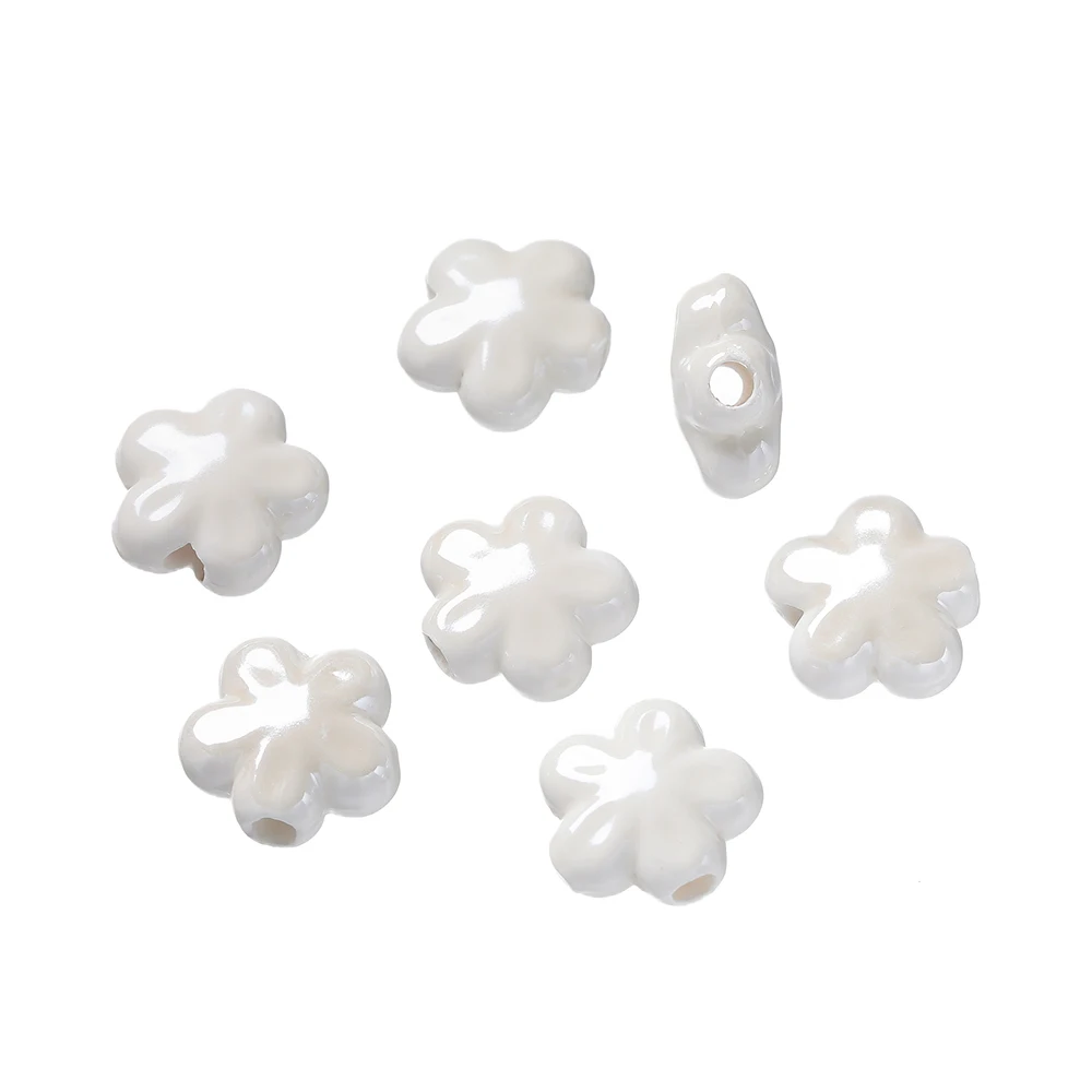 10 stuks gekleurde keramische bloemvormige kralen spacer losse kralen voor doe-het-zelf telefoonkettingen kettingen oorbellen sieraden maken accessoires