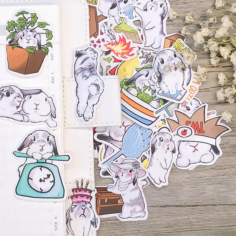 35PCS Cute rabbit  Stickers Crafts And Scrapbooking stickers book Student label Decorative sticker kids toys