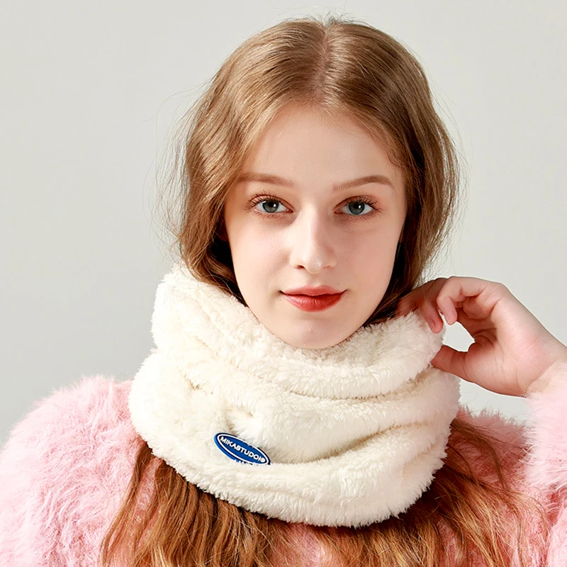 

Plush Thick Neck Scarf Women Men Winter Knitted Cashmer-Like Collar Keep Warm Rings Scarves Outdoor Sport Collar Snood