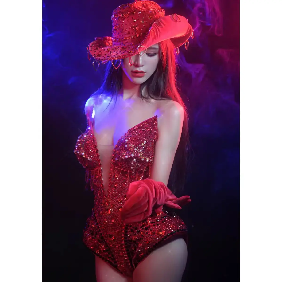 Full Diamond Slimming Sexy Jumpsuit Nightclub DJ Bar Female Singer Dance Team Stage Costume Holiday Party Theme Show Clothing