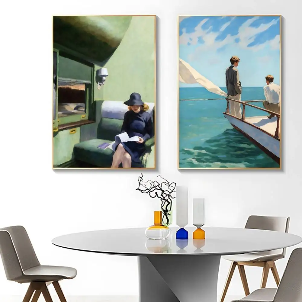 Edward Hopper Night Scene Posters Kraft Paper Vintage Poster Wall Art Painting Study Aesthetic Art Wall Stickers