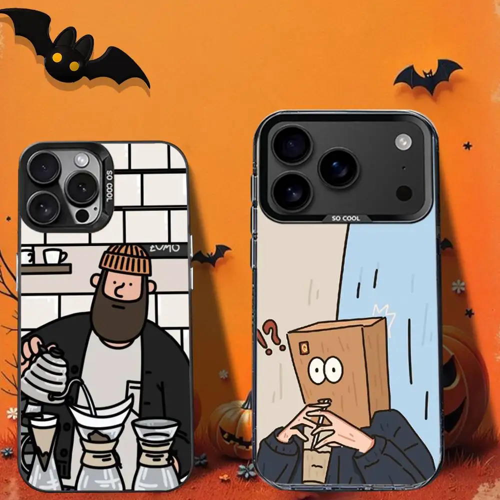 

funny Cartoon U-Uncle Phone Case For iPhone 16,12,13,17,15,1,11,Mini,Pro,SE,XS,MAX,Black Matte Silicone Cover