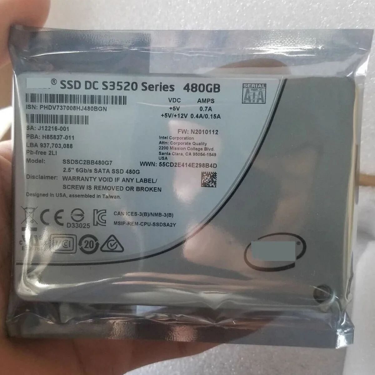 Dla DC S3520 480 GB SSD MLC SATA 2,5 \