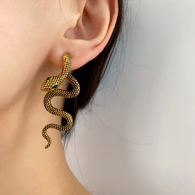 Fashion Jewelry European and American Design Popular Metal Snake Earrings For Women Party Gifts Exaggerative Ear Accessories