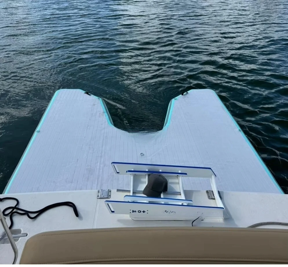 Inflatable marina Pvc slide water island yacht marina platform sunbathing