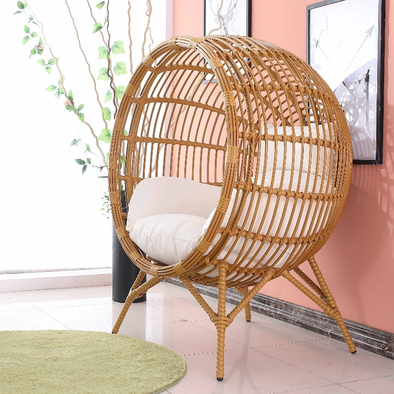 

Garden Standing Rattan Egg Chair Living Room Standing Wicker Woven Basket Round Rattan Chair Bedroom and Outdoor Use