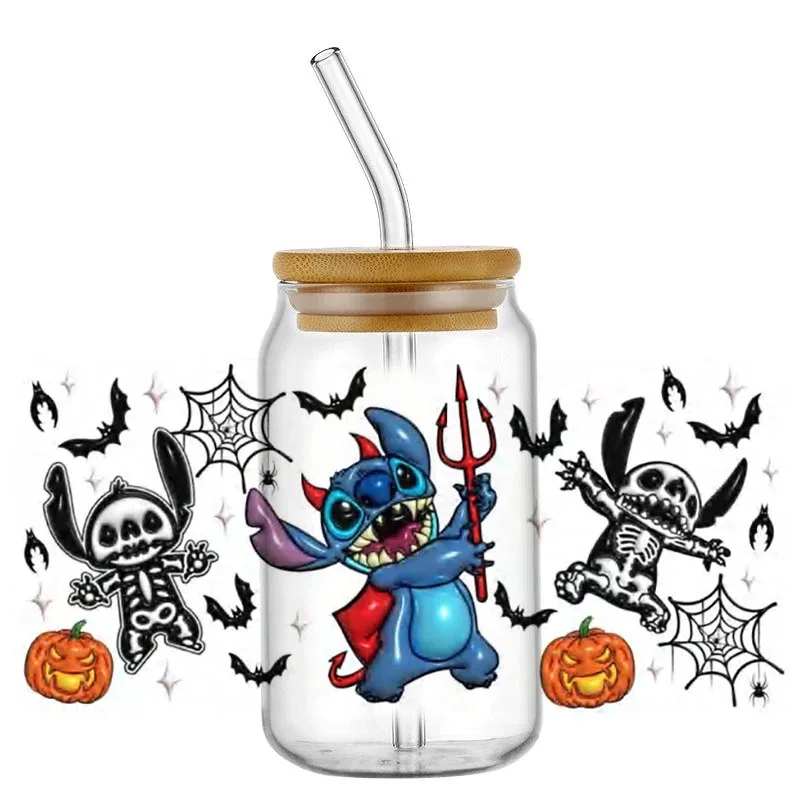

High Quality Custom DIY 16oz Halloween Horror Mug Sticker Washable UV DTF Cup Wrap Transfers Theme Stitch Pattern Decal