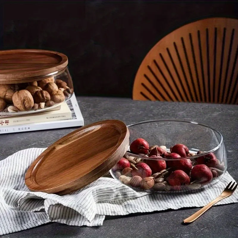 

Glass Storage Jar with Acacia Wood Lid – Airtight Container for Snacks, Coffee Beans, Candy & Kitchen Organization