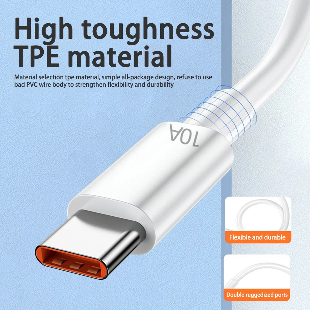 120W 10A USB Type C Cable Super Fast Charging Line For Xiaomi Samsung Huawei Honor Quick Charge USB C Cables Phone Data Cord