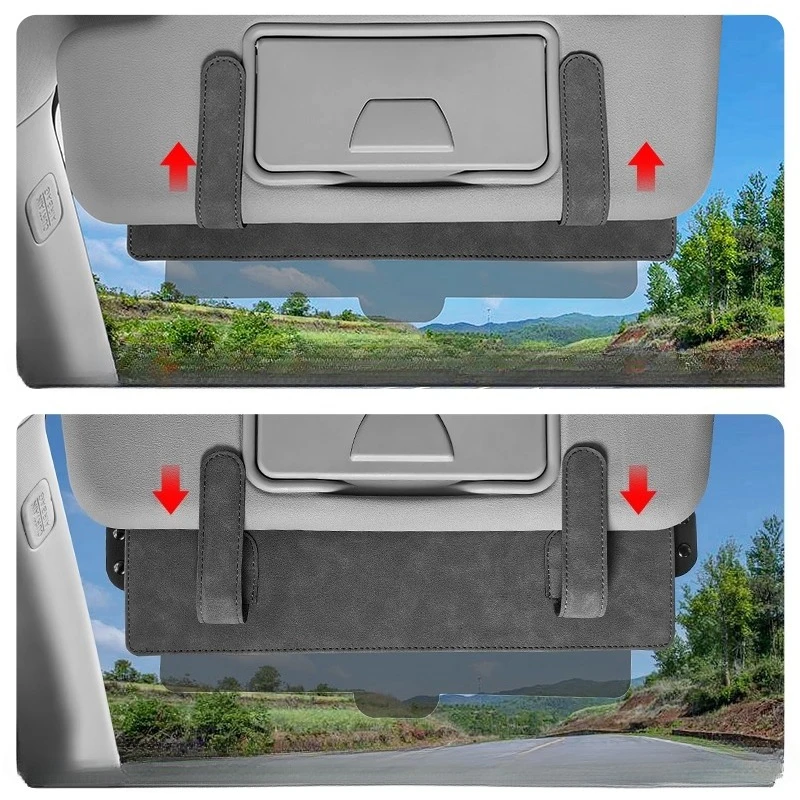 Plaque d'extension de visière en daim, mise à niveau avec plaque Anti-éblouissement, Modification de voiture pour bloquer l'autoroute longue Distance de la lumière du soleil