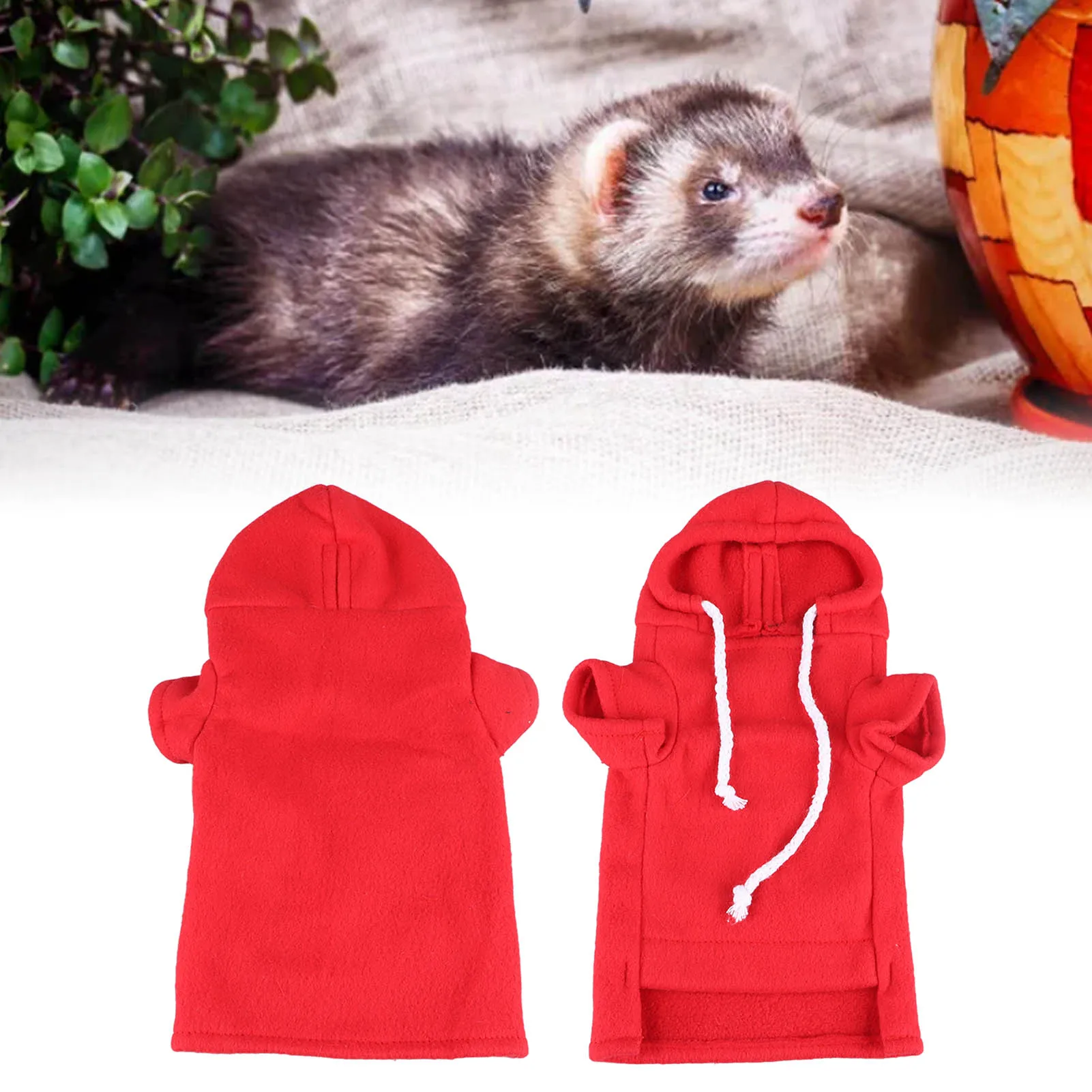 ZK30 hewan peliharaan Ferret Sweatshirt hangat lembut ramah kulit binatang kecil lucu Hoodie untuk pesta sehari-hari S merah