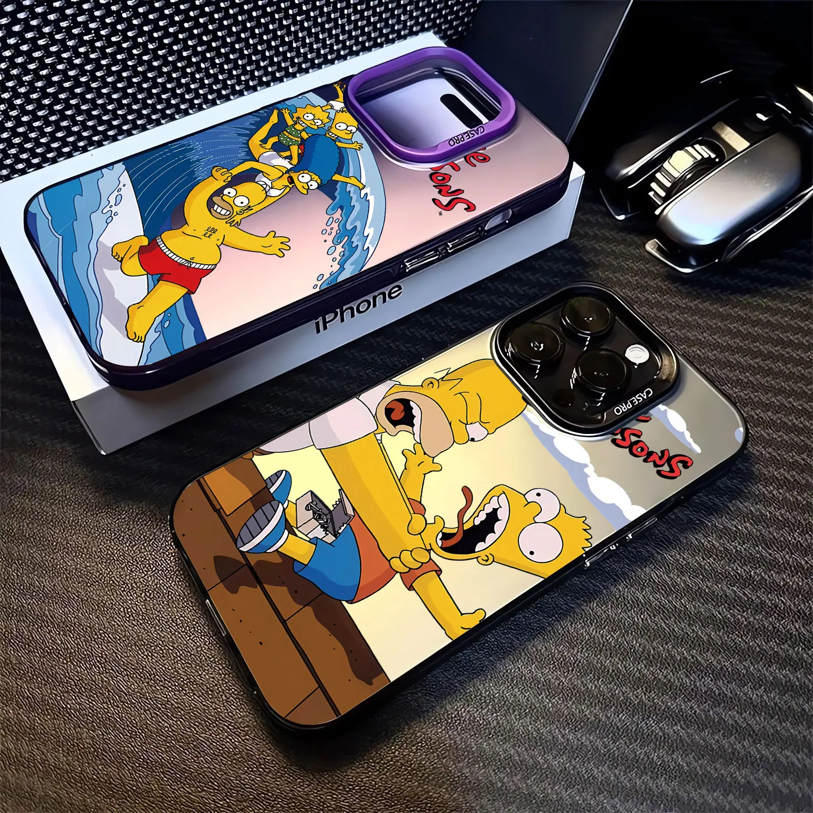 Homer J. Funda de teléfono de silicona Simpson Surf Donut para Apple iPhone, 11, 13, 15, 14 Pro Max, 12, XR, XS, X, funda protectora