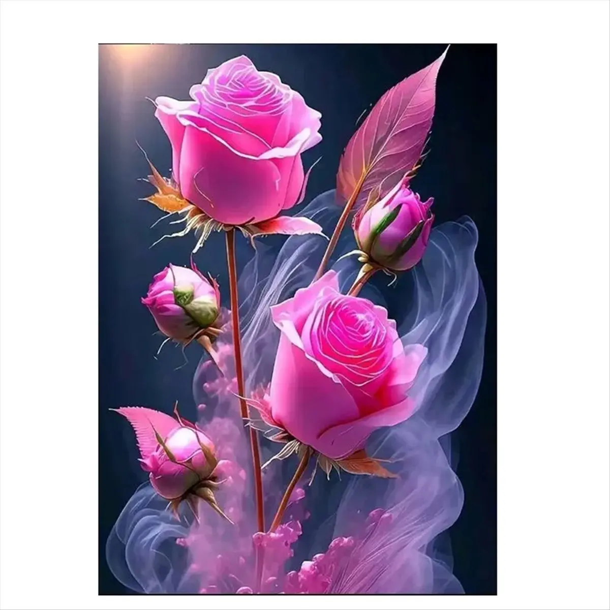 2026 Trend Paint with Embroidery Painting Full Round Picture of Rhinestone Rose Decor, (30 X 40cm)Without Frame C