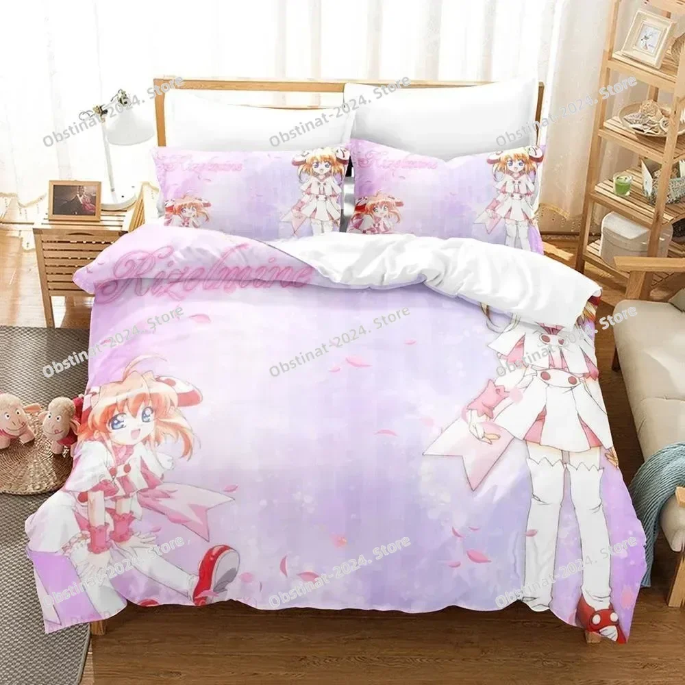 3D 애니메이션 카와이 소녀 리젤마인 침구 세트 베개 커버가 포함된 침대 이불 커버 부드러운 싱글 더블 퀸 슈퍼 킹 사이즈