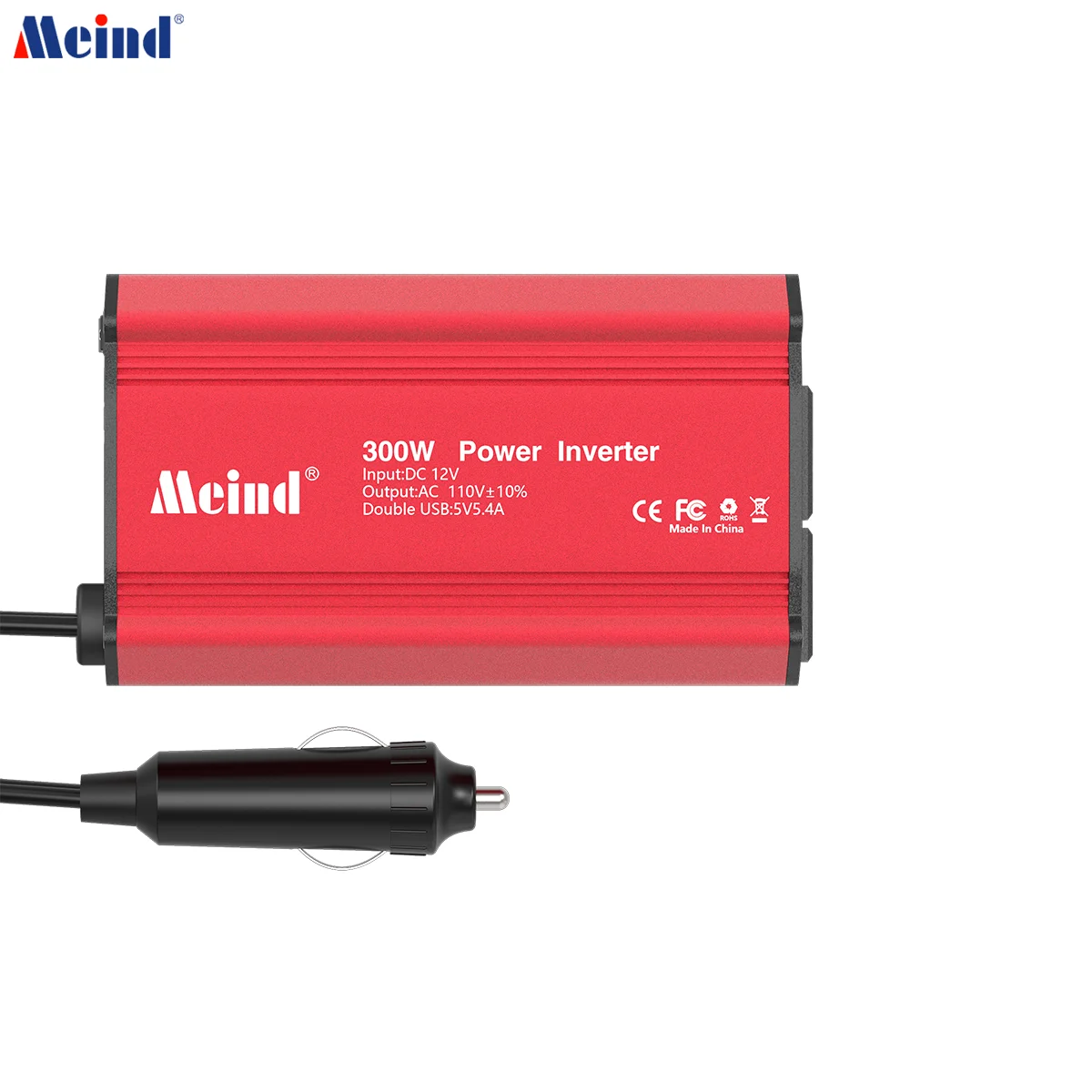 MEIND 300W Power Inverter DC 12V a AC 110V Inverter per auto con adattatore per auto Dual USB 5.4A