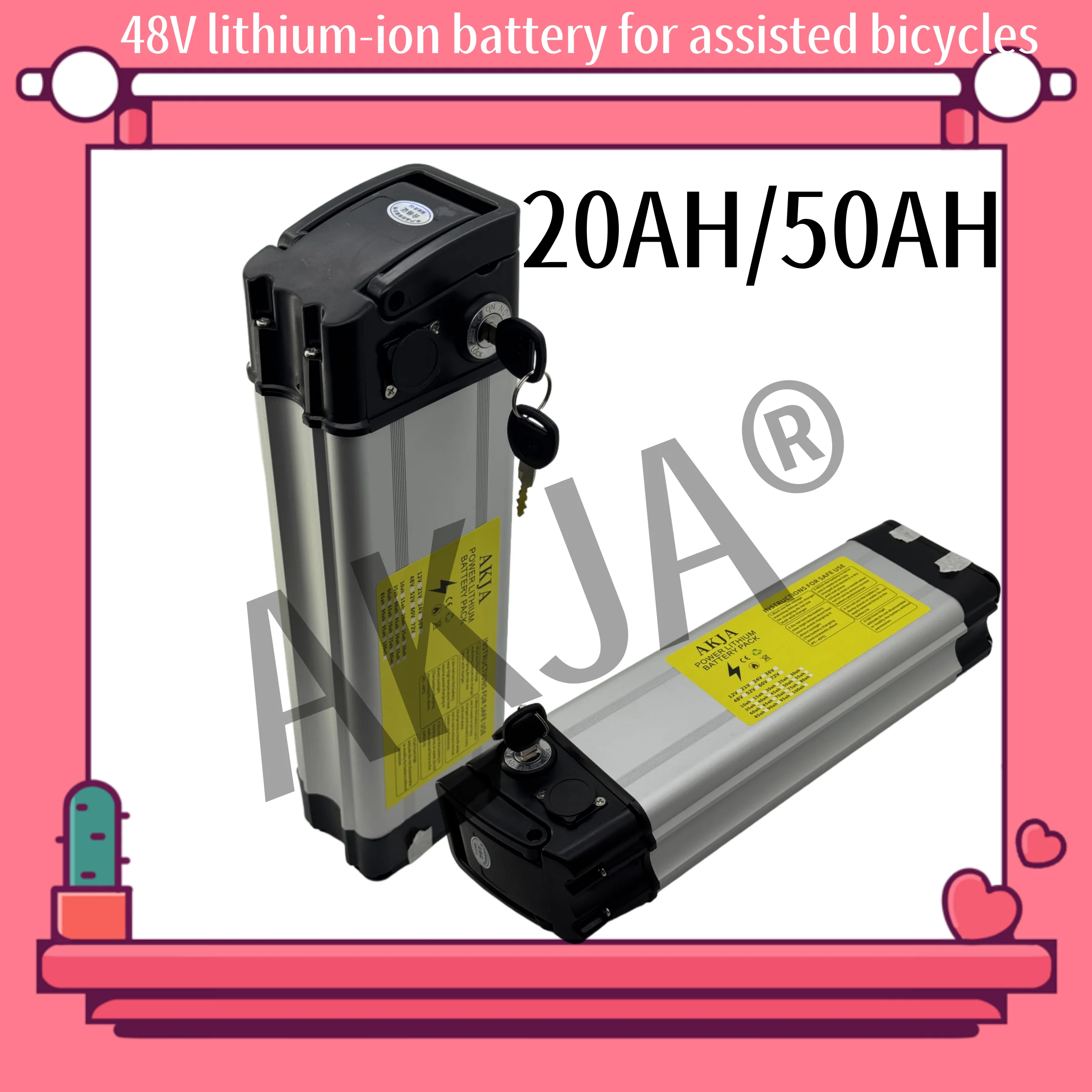 

Power assisted bicycle 48V50AH 18650 large capacity lithium battery pack, suitable for Silverfish motors below 500W-2000W