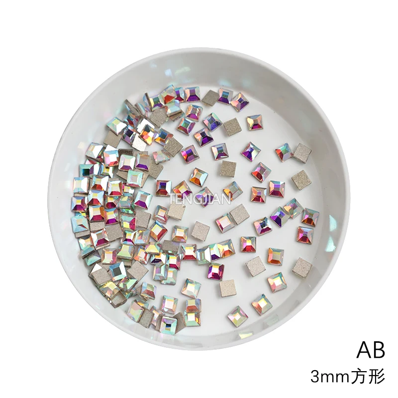 Hot Selling Mini Square FlatBack Nail Art Rhinestone Stone 3MM Glass Crystal  DIY Manicure Accessory Diamond 100Pcs