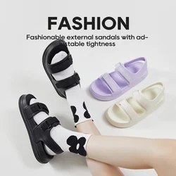 UTUNE Fashion Patch Damen Sandalen Sommer Bequeme Plateauschuhe Strand Außerhalb Lila Rutschen Dicke Sohle Rutschfeste Hausschuhe