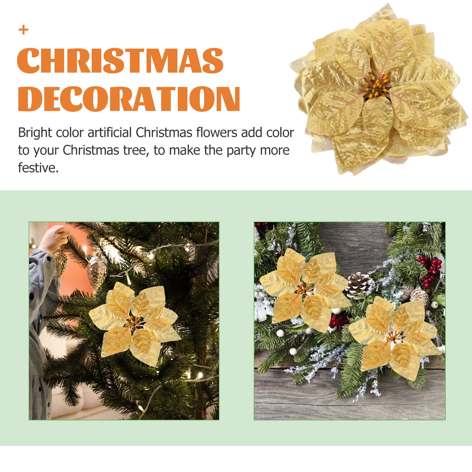 

28Pcs Simulation Flowers for Tree Decor Artificial Poinsettia Christmas Flowers Bright Color Festive Xmas Poinsettia Flower