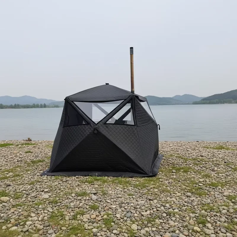 Warmfire Modern Design Winter Thickened Ice Fishing Tent Waterproof Portable Sauna Stove Oxford fabric for Dry Steam