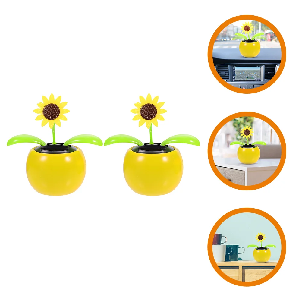 Solar Automatic Swing Car Ornaments (sunflower) Office Decor Decoration Powered Cars Interior Accessories Dashboard Decorations