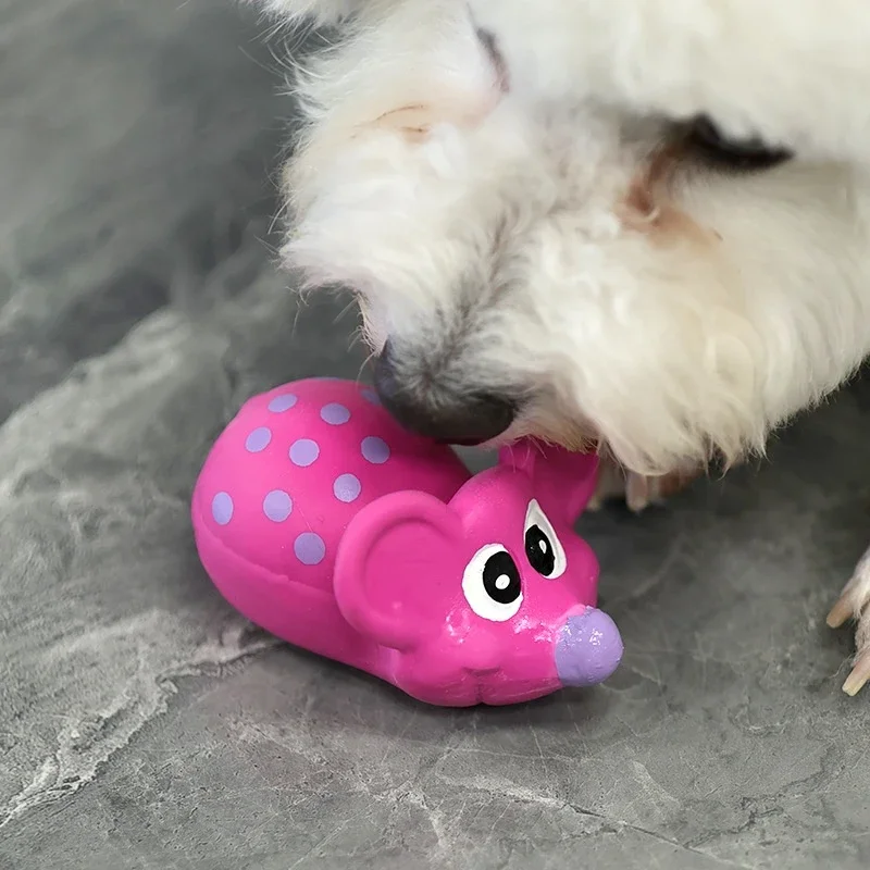 Pet toy with 2 colors, mouse latex material, biting sound, hand coloring, depicting small and medium-sized dog products