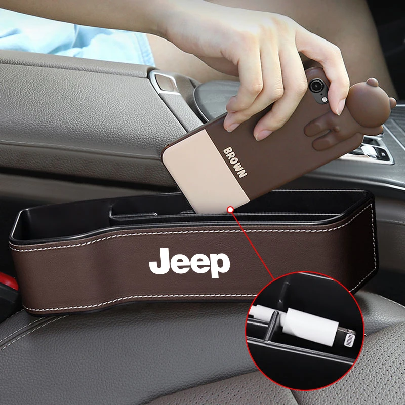 Multifunctional Car Seat Crevice Storage Box Seat Gap Slit Pocket Manager for Jeep Wrangler Liberty Grand Rear Trunk Decal Auto