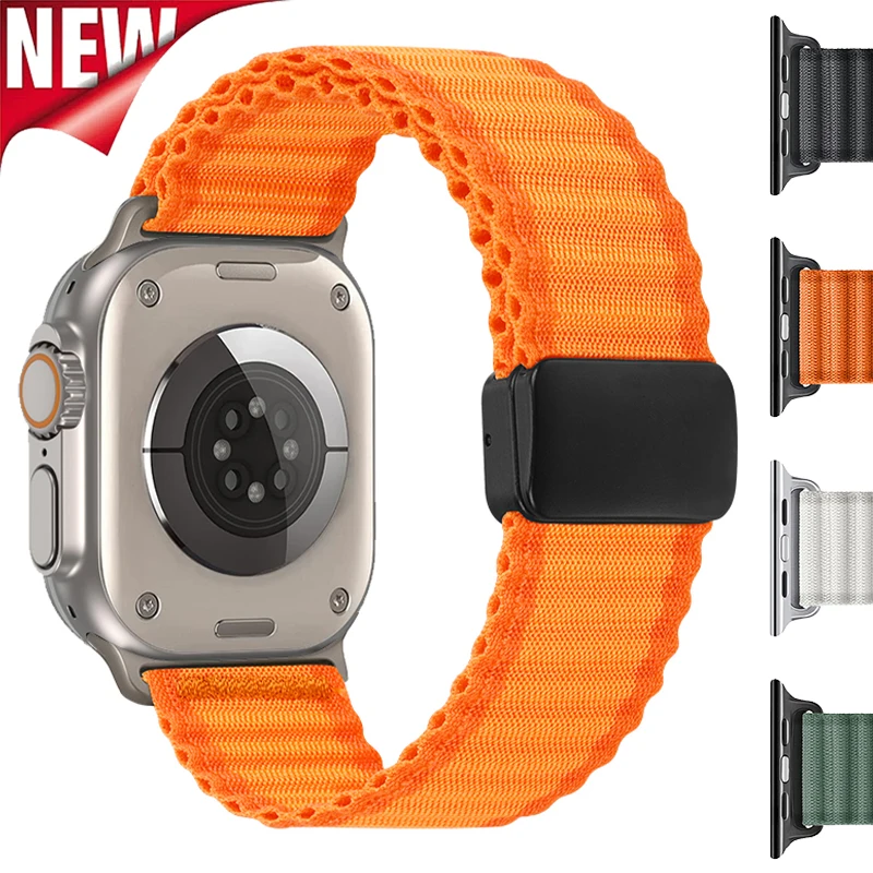 

Trail Nylon Magnetic Strap for Apple Watch Ultra 2 Band 49mm 46mm 45mm 44mm 41 42mm Loop Bracelet IWatch Series 10 9 7 8 6 SE 5