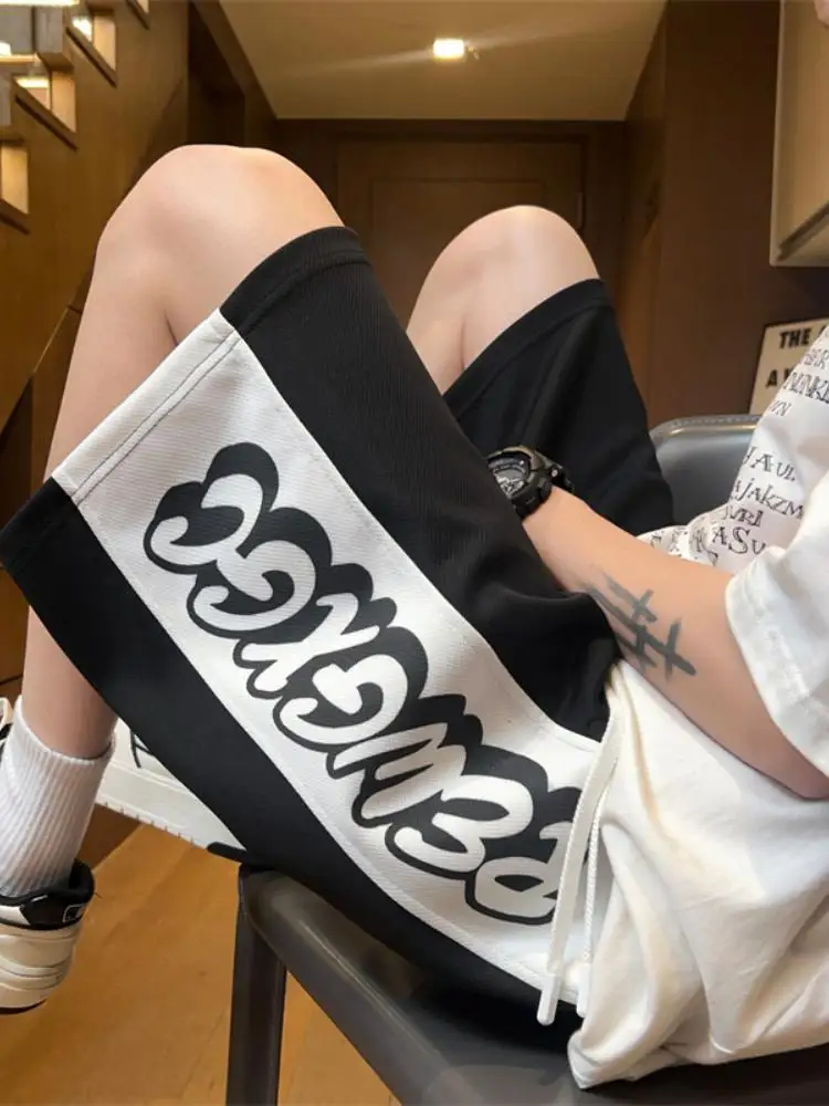 

Men's Sport orts Summer Thin New Large Size Loose Casual Five-Quarter Baskeall Pants Color Blo Youth Faion Breathable