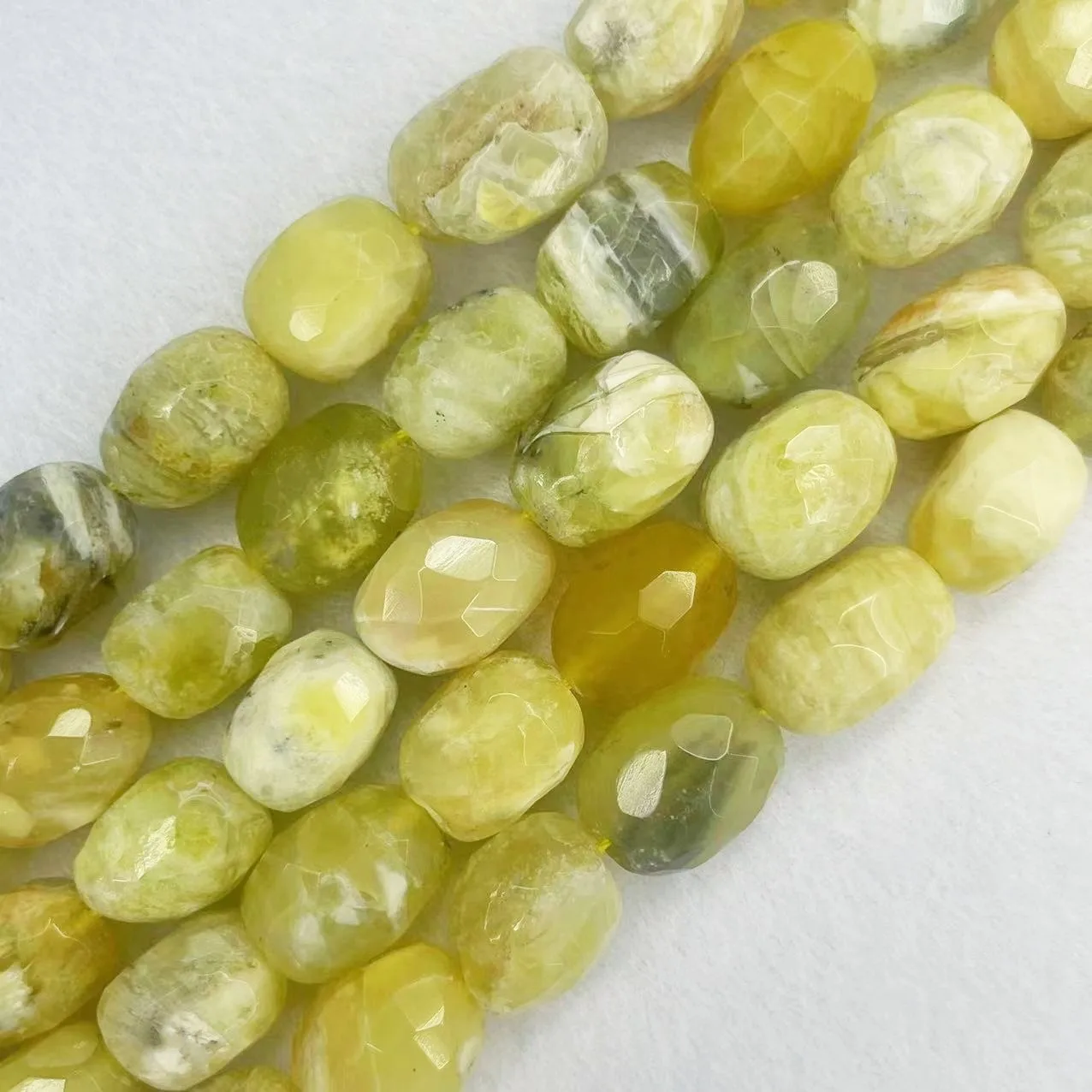 Natural Genuine Yellow Opal Stone Oval Faceted Quartz Nugget Loose Beads For DIY Necklace Bracelet Jewelry Making