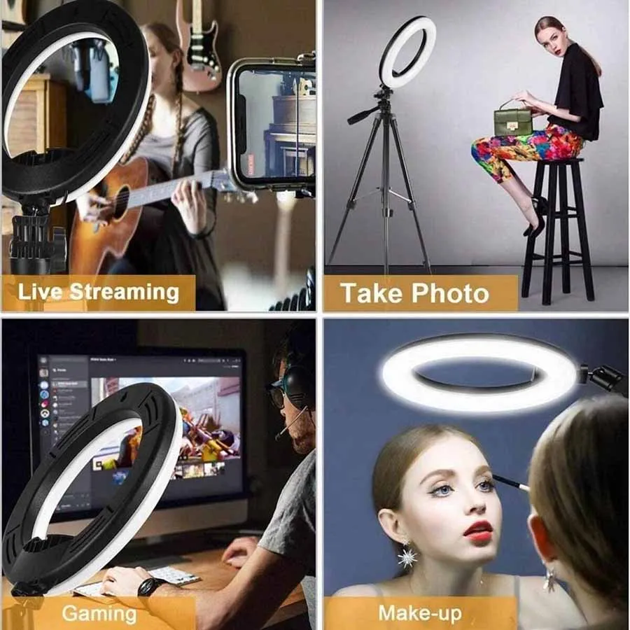 LED Selfie Ring Light 10-inch USB Plug 3-tone Lighting Photography Light Video Recording Live Broadcast Fill Light