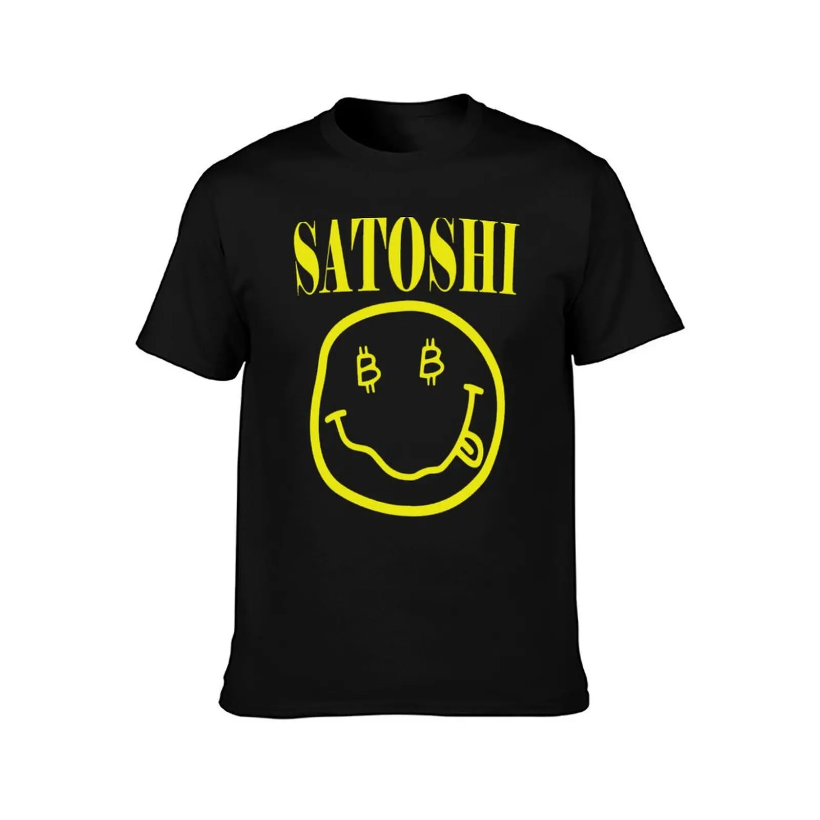 Yellow Satoshi Smile Face T-Shirt croswit shirt man heavyweights mens graphic t-shirts pack