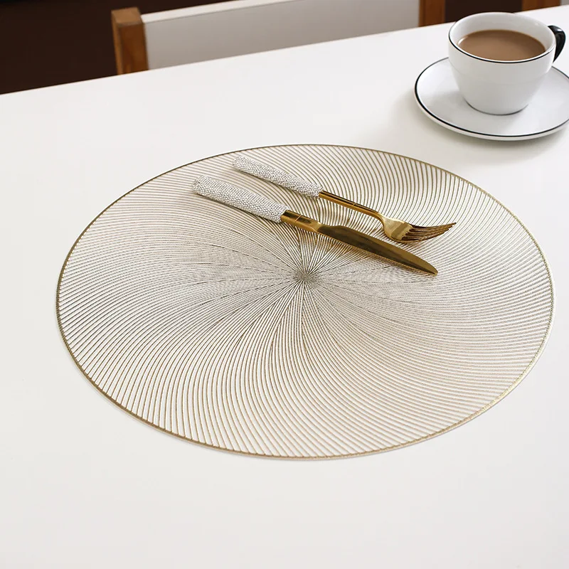 

Waterproof Fireworks Bloom Placemat Insulated Nordic Light Luxury Round Mat Non-slip Hot Gold Coaster Table Lamp Mat