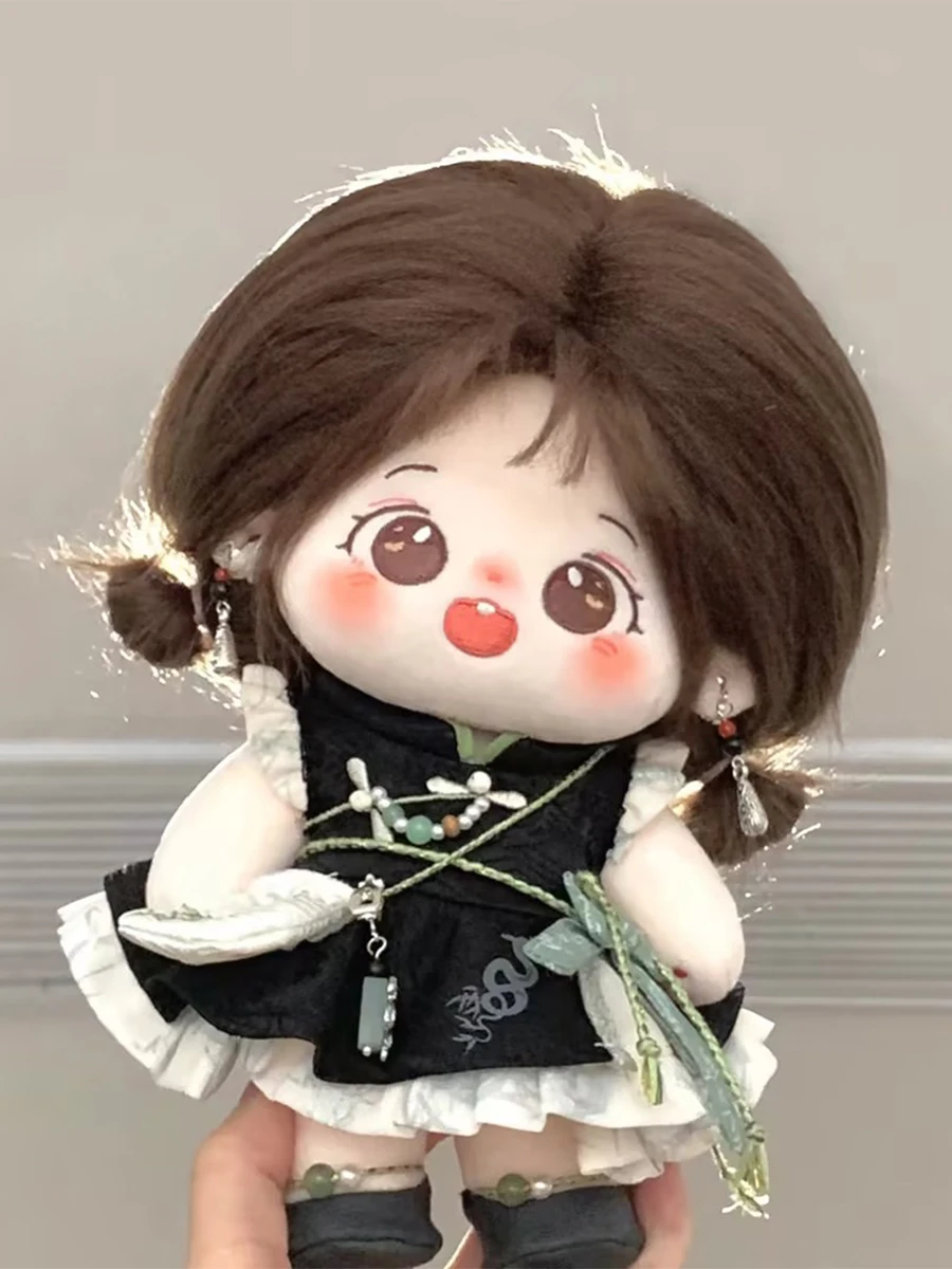 New 20cm Plush Toy Doll Clothes Chinese Hanfu Double-Layer Bow Dress Bag Set Back To School Season Baby Girl Boy Birthday Gift