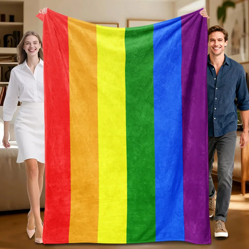 1 piece rainbow-colored flannel blanket, soft and cozy, suitable for sofa, bed, office, all-season use.