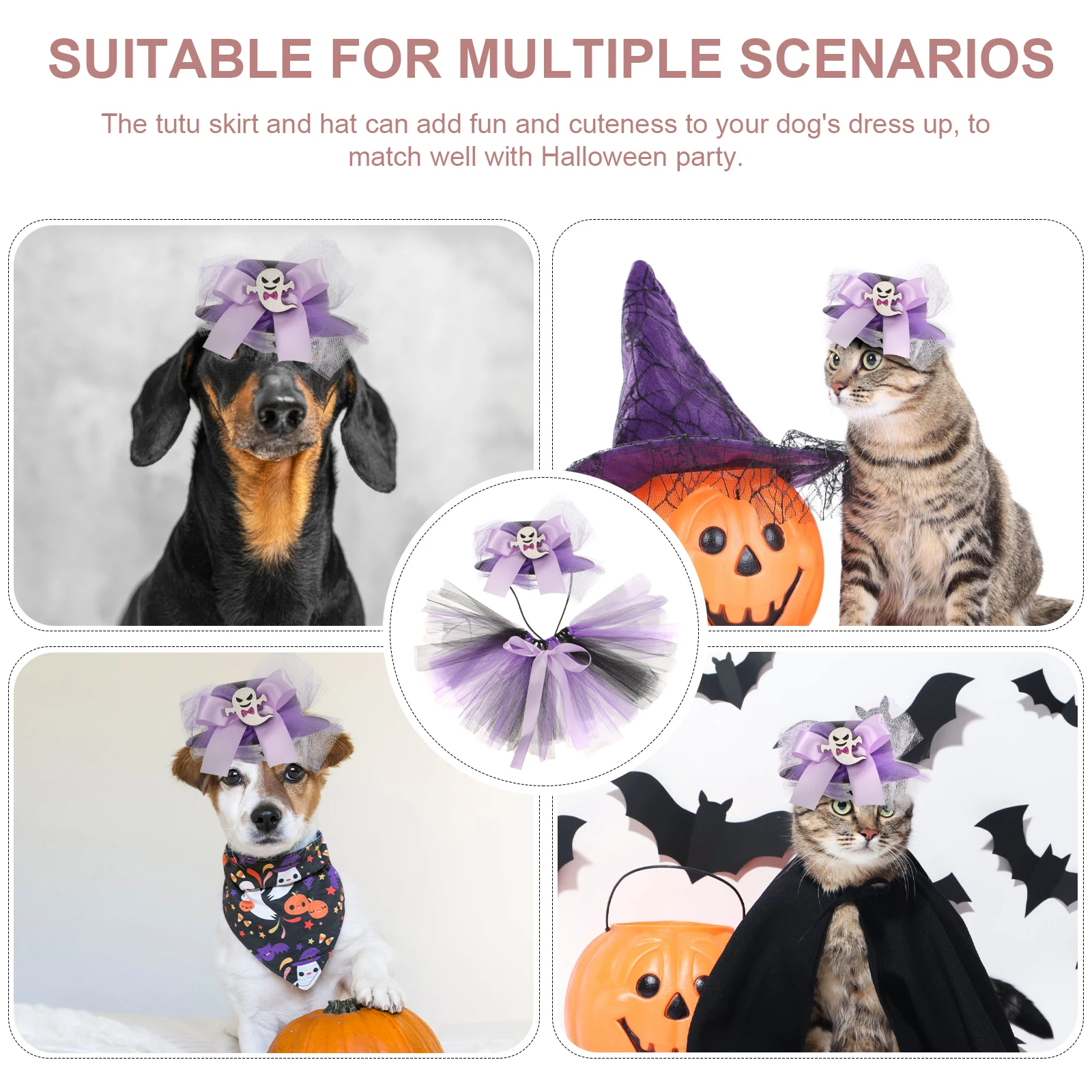 

1 set 1 Set Halloween Dog Costume Tutu Skirt Hat Pet Cosplay Outfit Small Dog Cat Party Costume Pet Skirt For Halloween Party