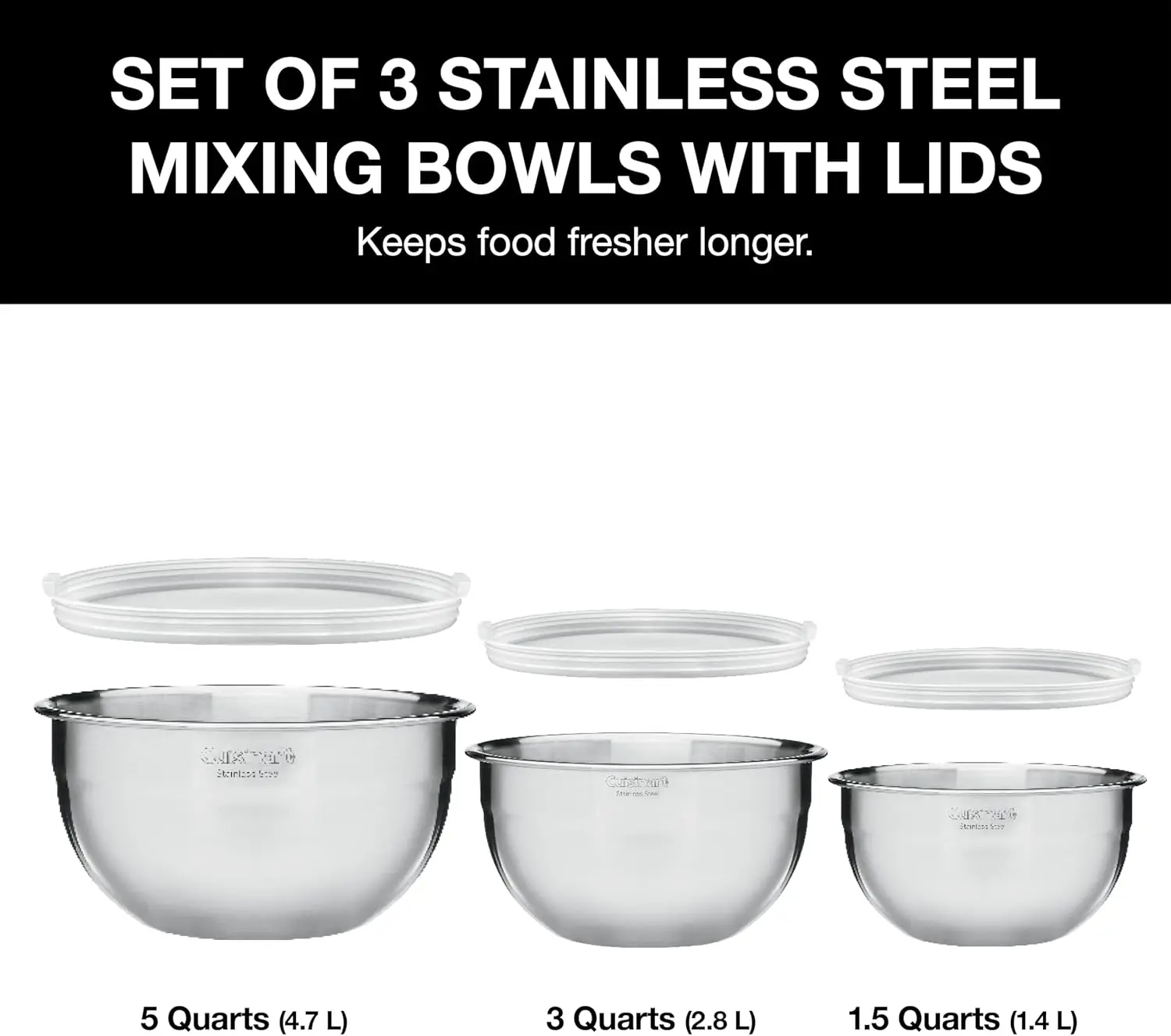 Mixing Bowl Set, Stainless Steel, 3-Piece, CTG-00-SMB