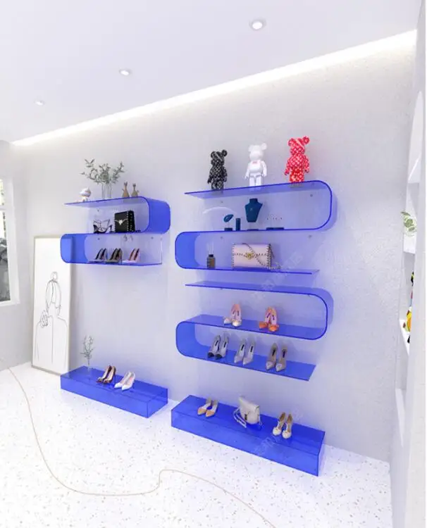 

Shoe store shoe rack display rack clothing store acrylic transparent display rack multifunctional wall shelving