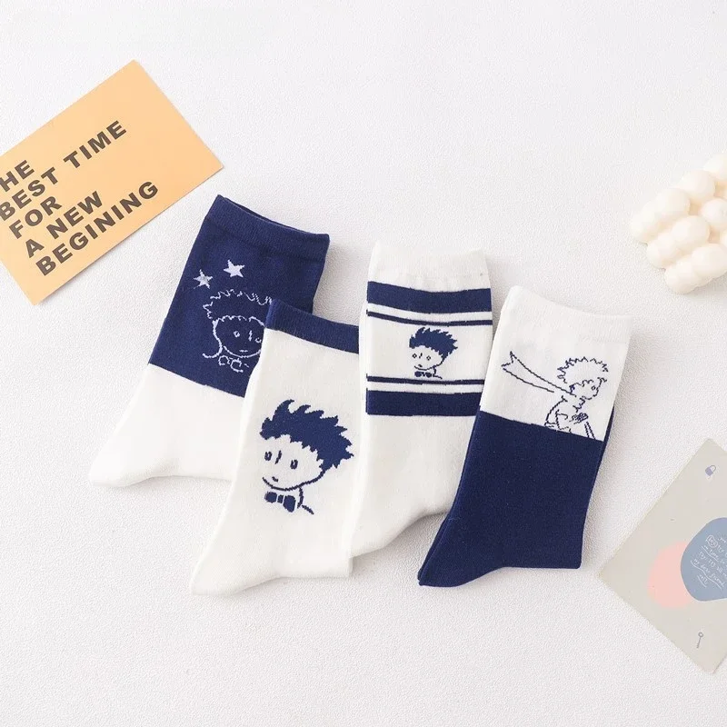 Cartoon Little Prince Socks Women Personality New Products Korean Version Graffiti Portrait Trend Cotton Socks