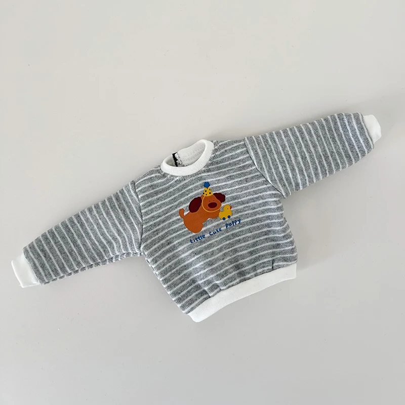DLBell Blyth Puppenkleidung, gestreiftes Sweatshirt, süßer Hundedruck, lässige Oberteile, sportliches Outfit für Blyth OB24 Azone Pullip 1/6 Puppen